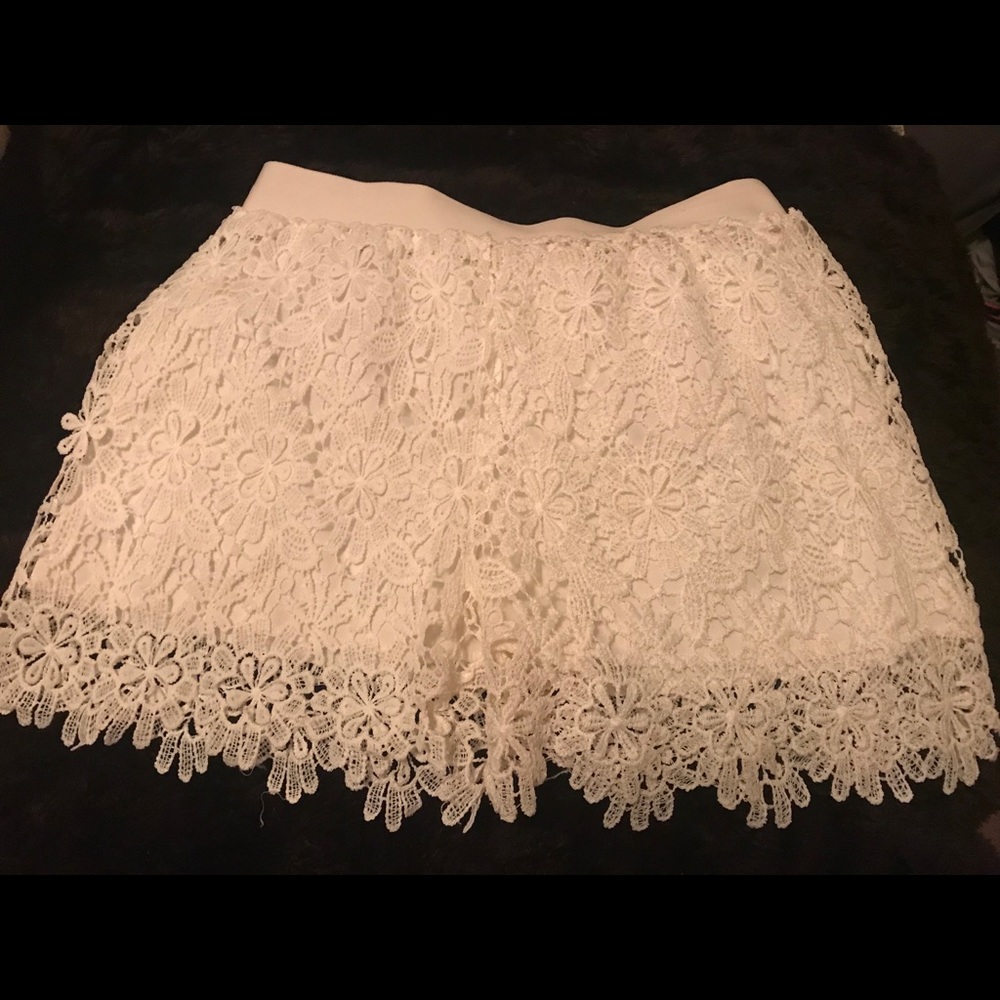 White embroidered shorts